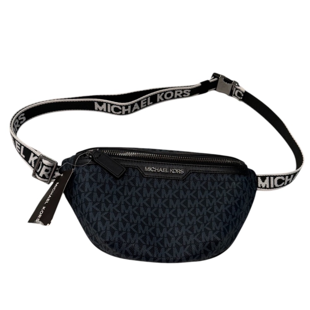 Michael Kors Cooper Mini Logo Belt Bag Admiral Blue Monogram NWT